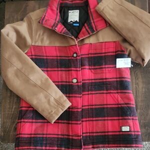 KAVU Highlands Fireside Red and Tan Plaid Jacket